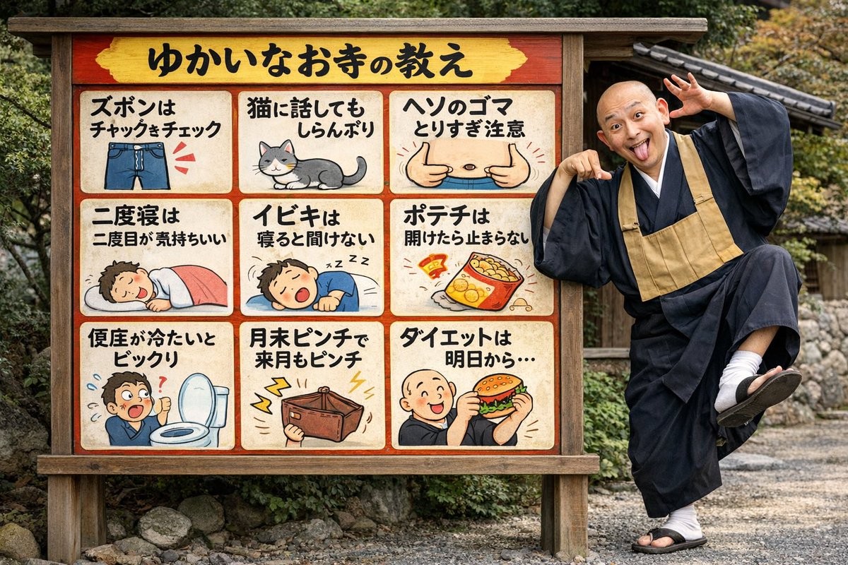 Funny Monk Temple Signboard