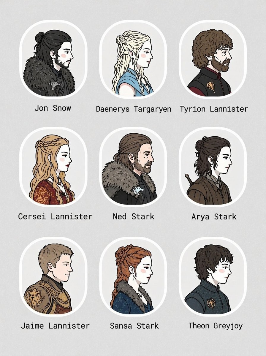 Game of Thrones Character Portrait Grid