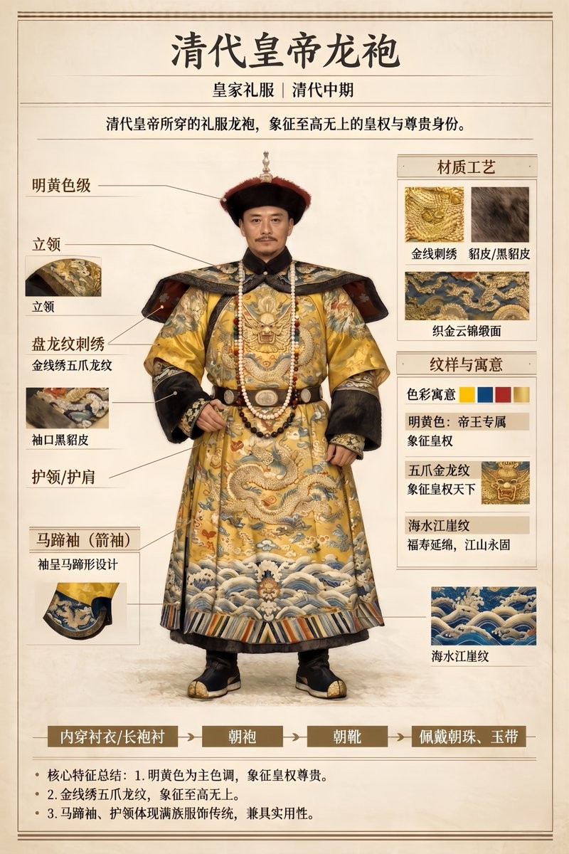 Qing Dynasty Emperor's Dragon Robe Infographic