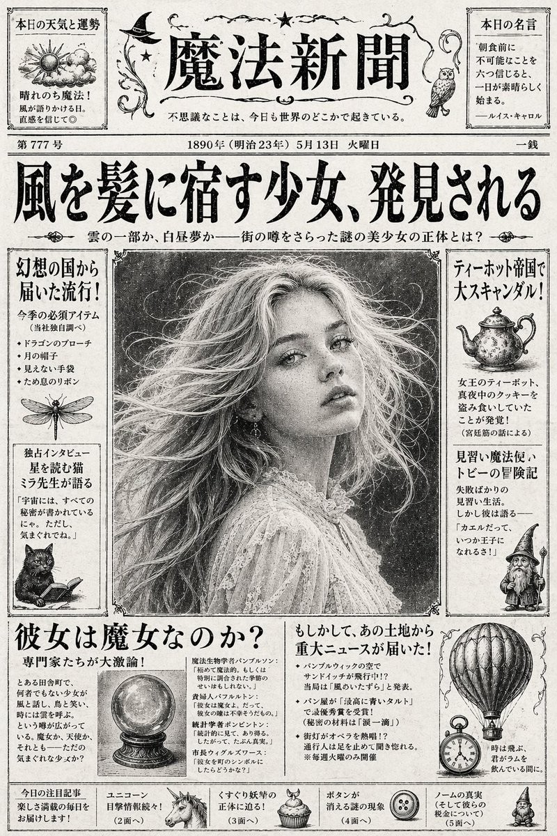 Retro Japanese Fantasy Newspaper