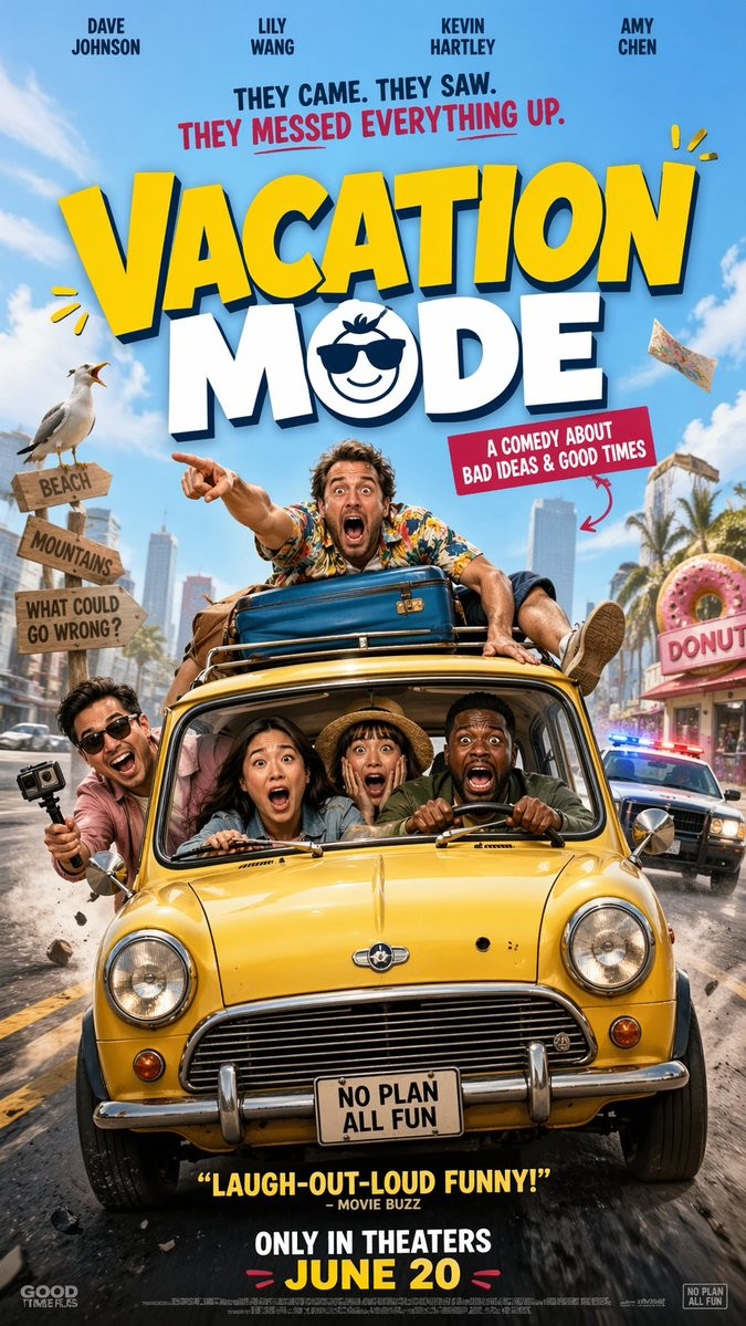 Chaotic Road Trip Comedy Poster