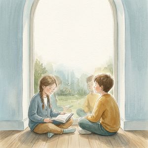 柔和水彩绘本插画