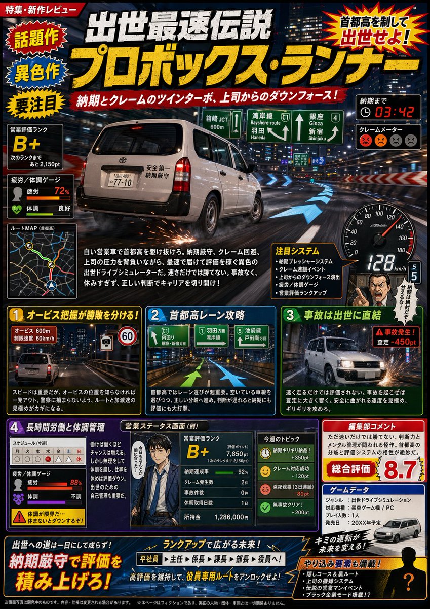 虚构日本驾驶游戏杂志页面
