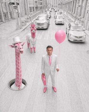 粉色超现实华尔街时尚场景