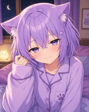 舒适猫娘睡衣之夜肖像