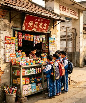 怀旧中国校园小卖部场景