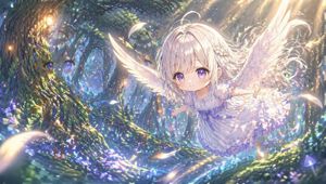 奇幻森林中的 Q 版天使