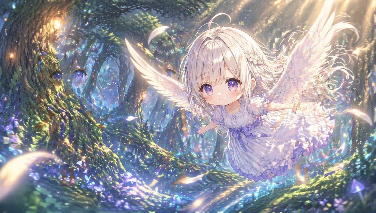 奇幻森林中的 Q 版天使