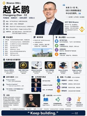 赵长鹏（CZ）个人履历信息图海报