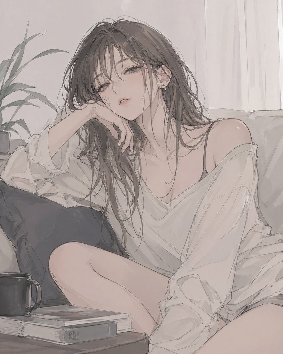 沙发上放松的女性插画