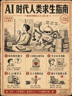 复古 AI 生存指南海报