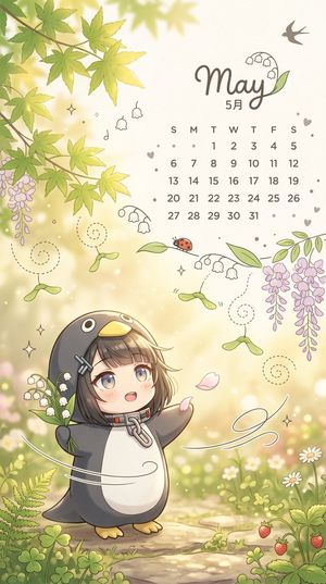 奇幻五月花园日历壁纸
