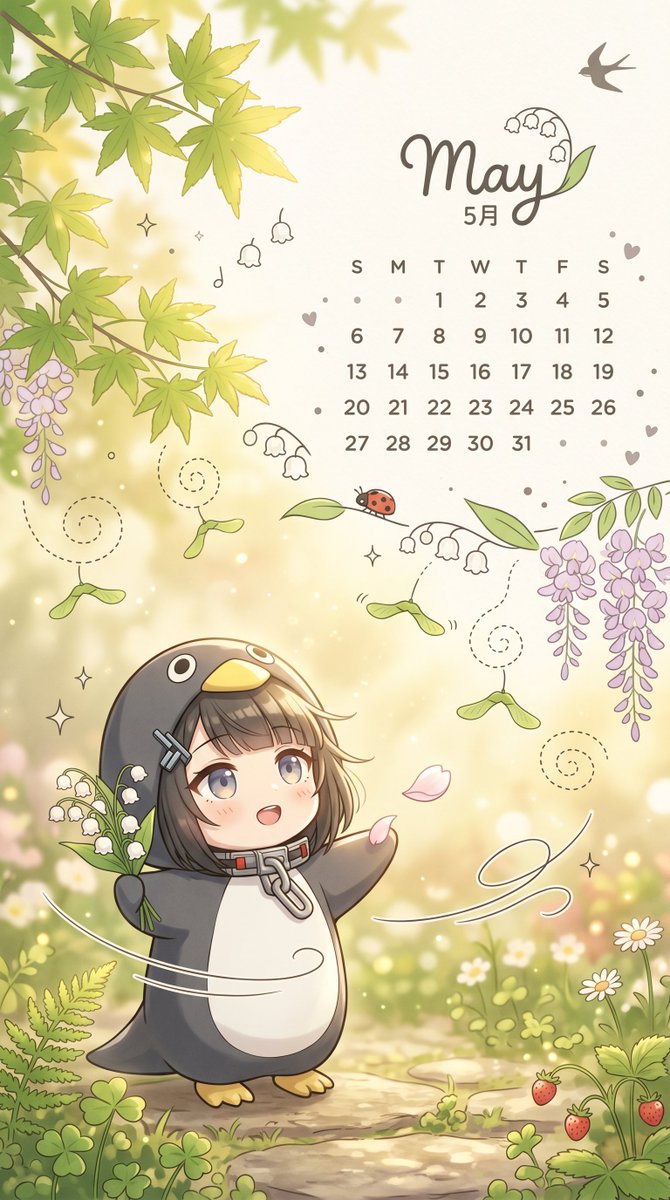 奇幻五月花园日历壁纸