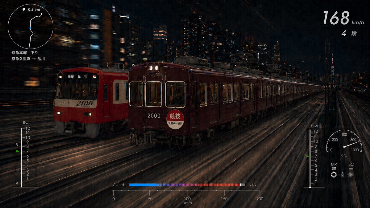 夜间列车竞速 HUD 场景