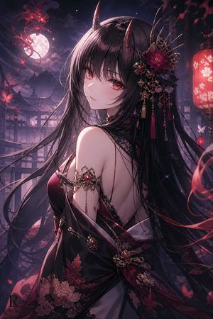 奇幻鬼族少女动漫插画
