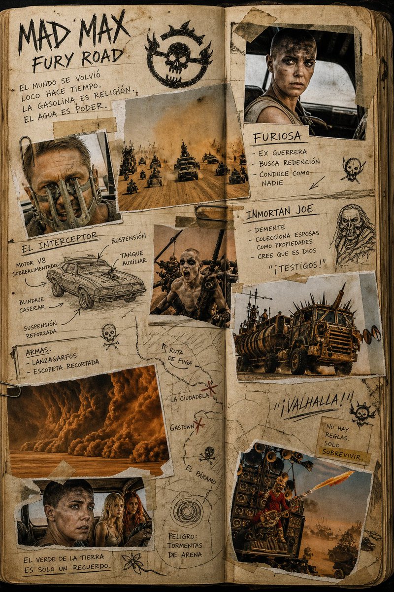 疯狂的麦克斯 (Mad Max) 手账剪贴画风格
