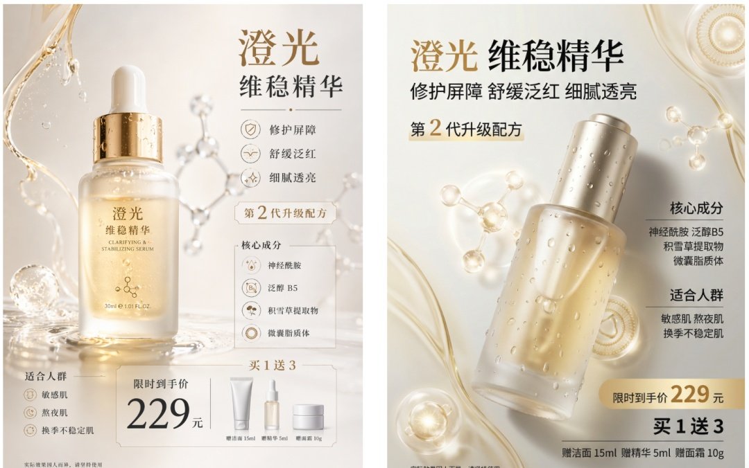 奢华精华液广告海报套装