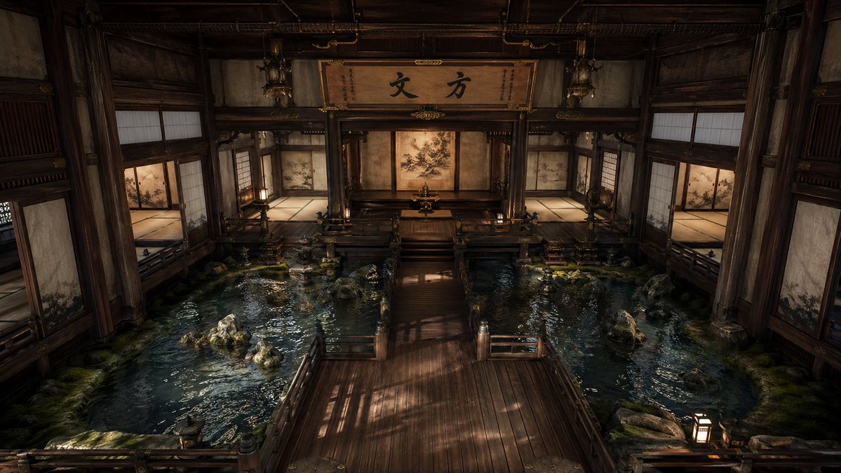 电影感日式寺庙大殿