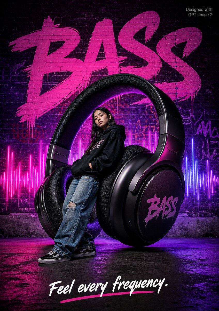 街头风 BASS 耳机海报