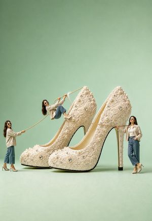 超现实象牙色婚鞋摄影