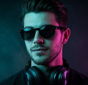 Neon Headphone Portrait