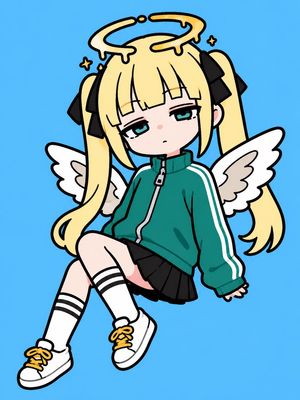 困倦的 Q 版天使女孩