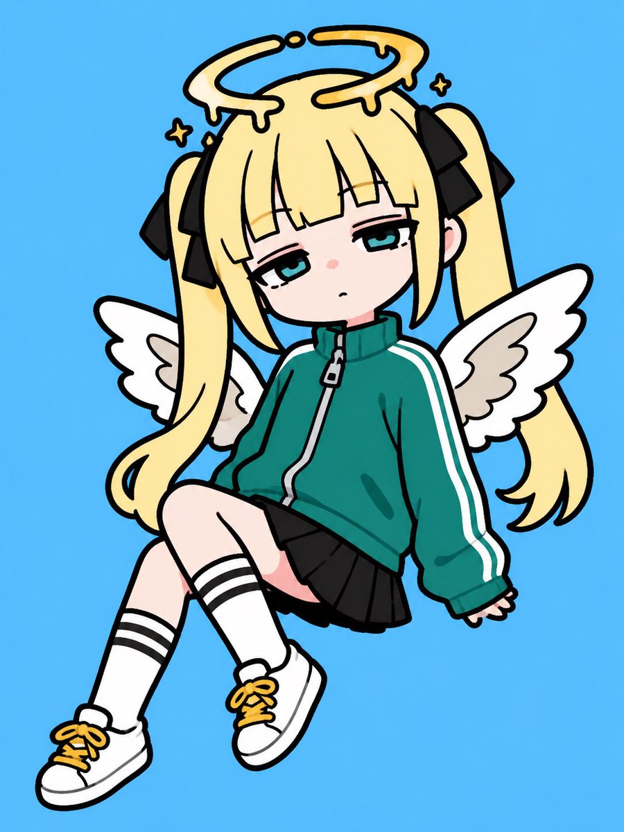 困倦的 Q 版天使女孩