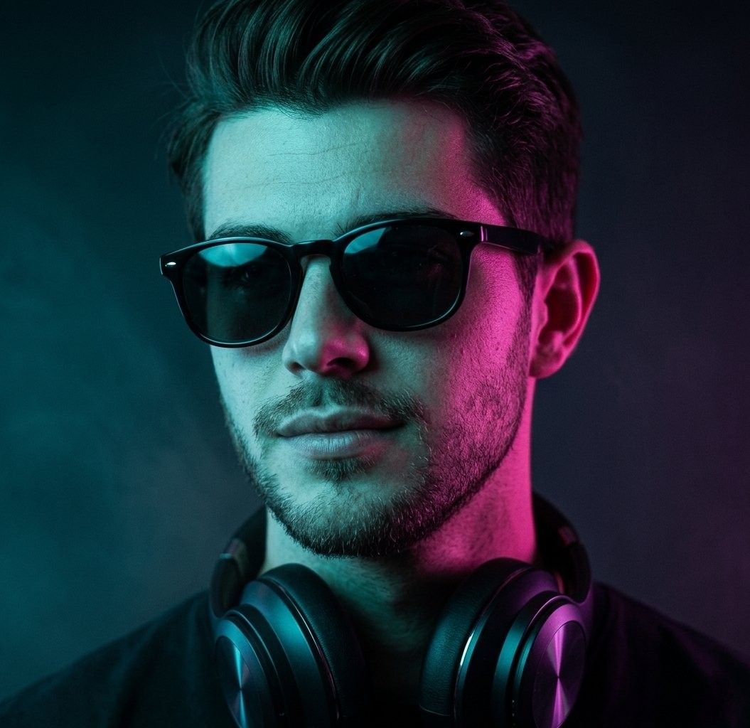Neon Headphone Portrait