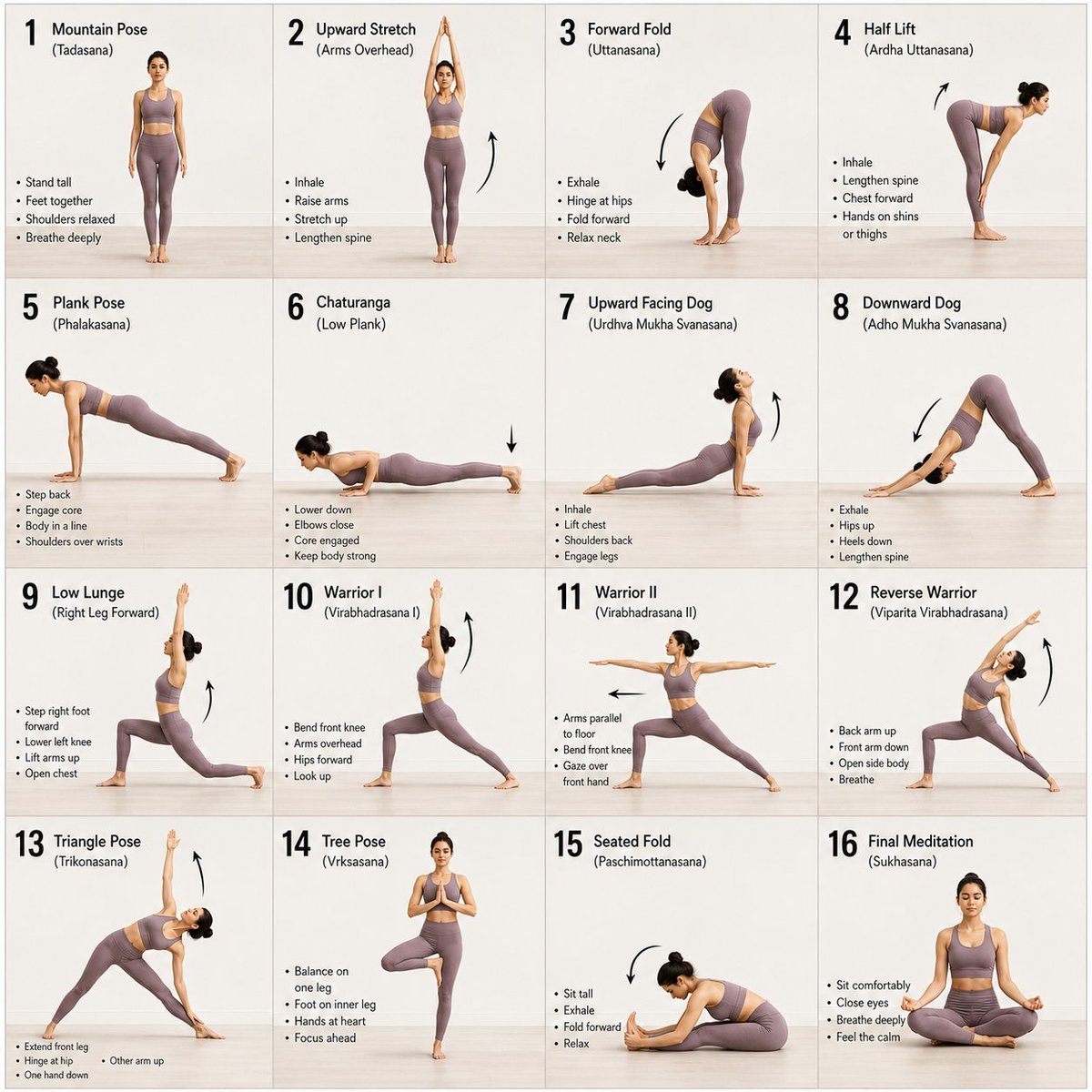 16-Panel Yoga Instructional Storyboard