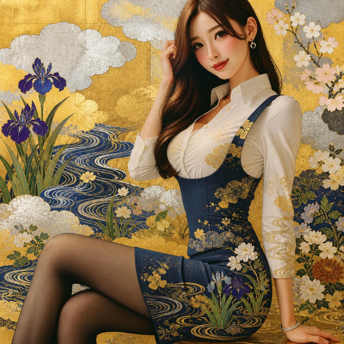 Rinpa Gold Screen Portrait