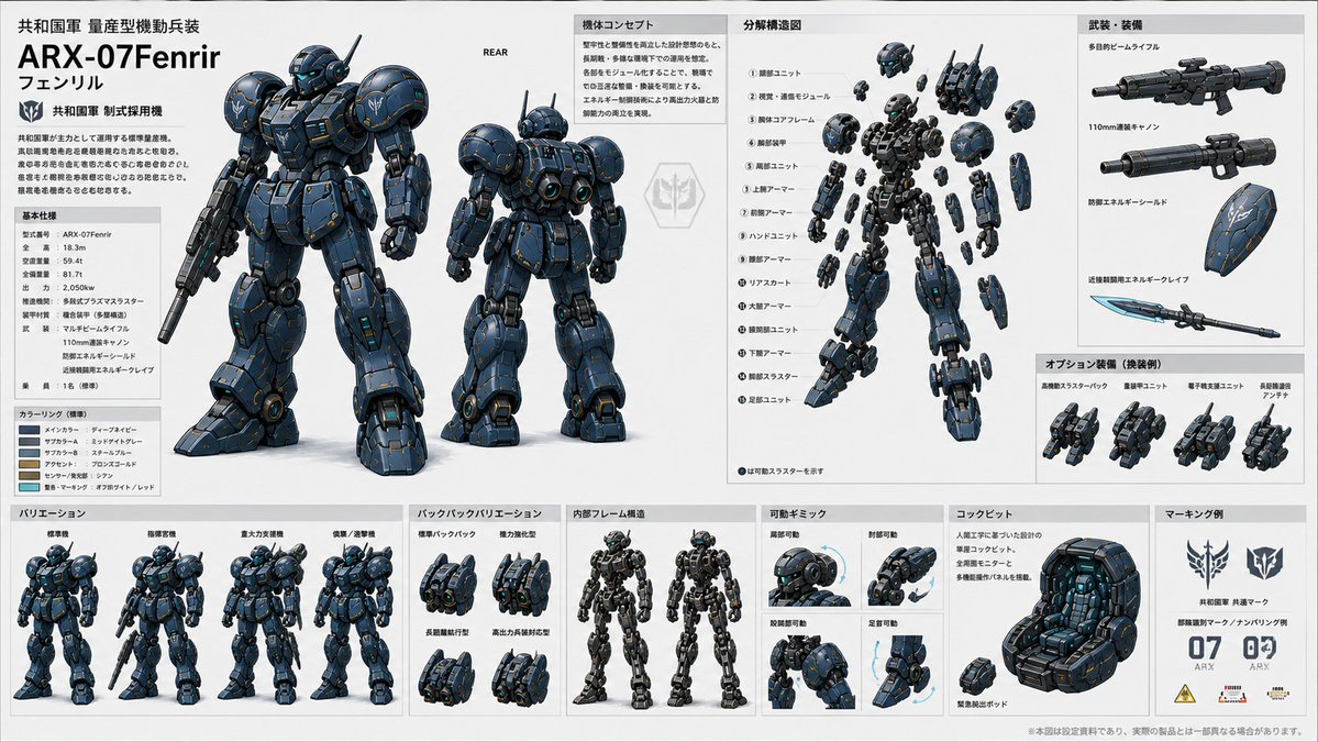 ARX-07 Fenrir Mecha Spec Sheet