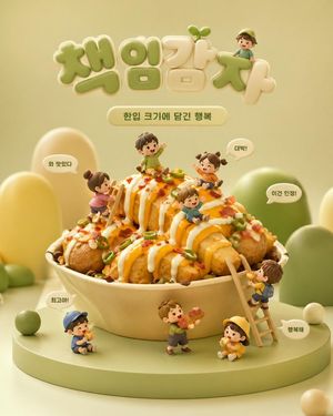3D Chibi Food Advertisement Scene