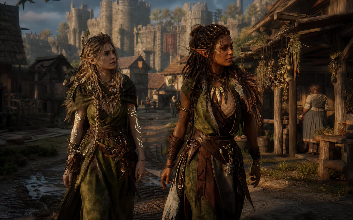 Censored Elven Adventurers in Medieval Village