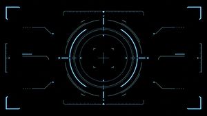 Cyan Sci-Fi HUD Reticle Overlay