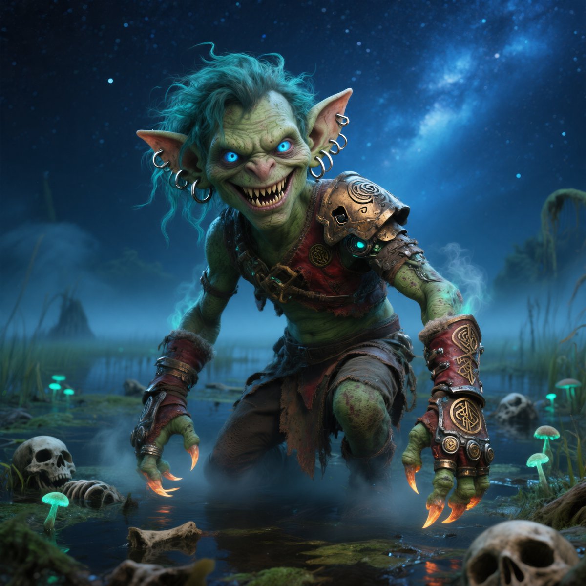 Glowing Goblin Shaman in Swamp