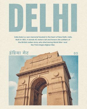 Vintage Delhi India Gate Poster