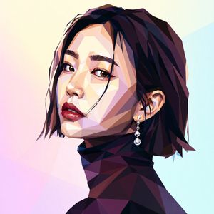 低多边形侧脸肖像与面部遮挡