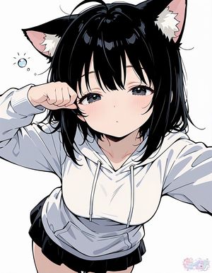 Sleepy Cat-Eared Anime Girl