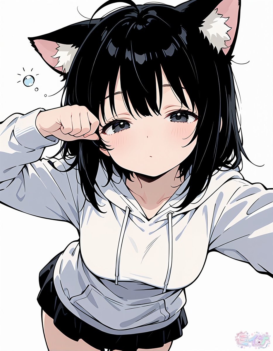 Sleepy Cat-Eared Anime Girl
