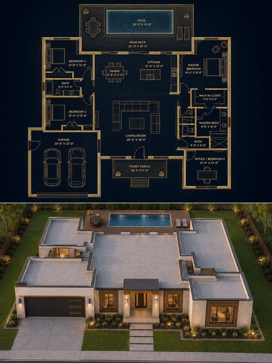 Blueprint House Split Render