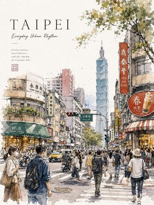 水彩城市旅行海报