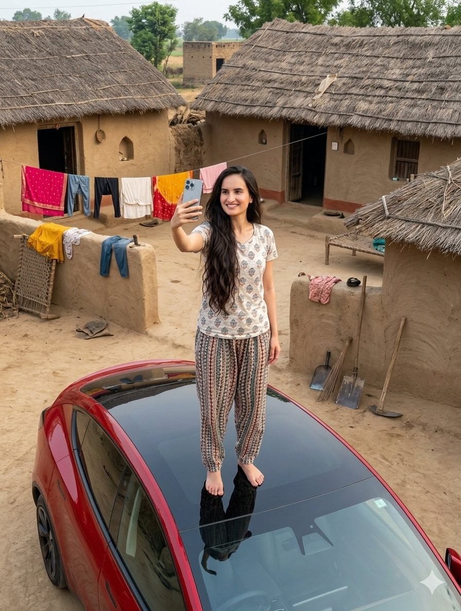 High-Tech Car in Village