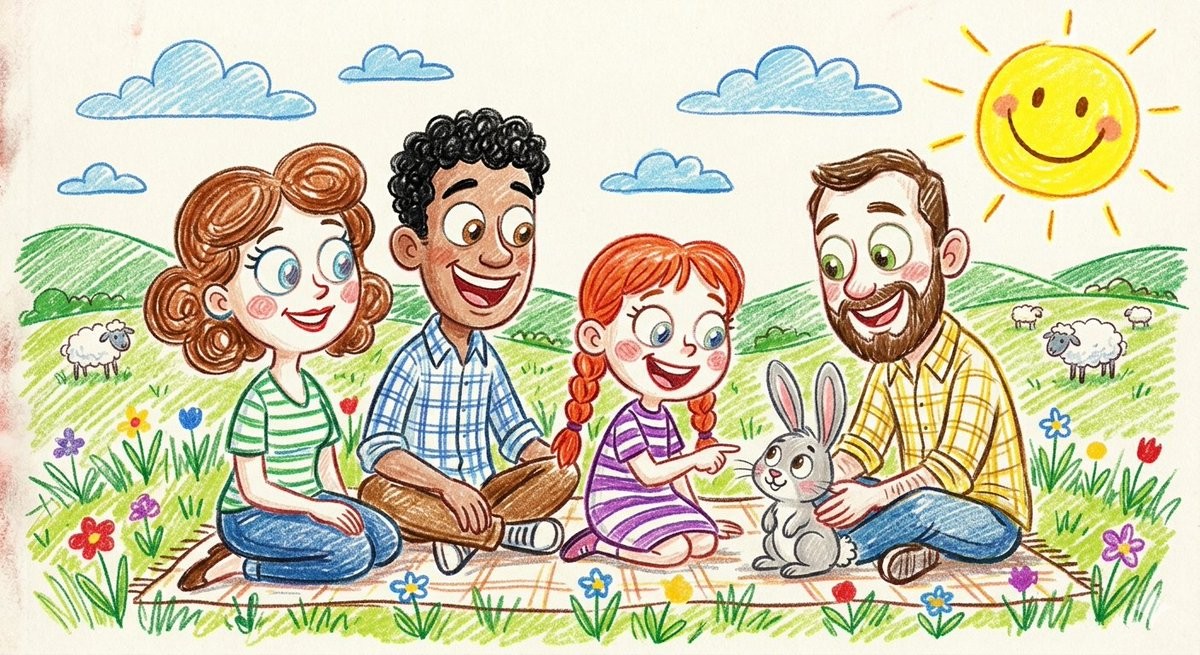 Crayon Family Illustration