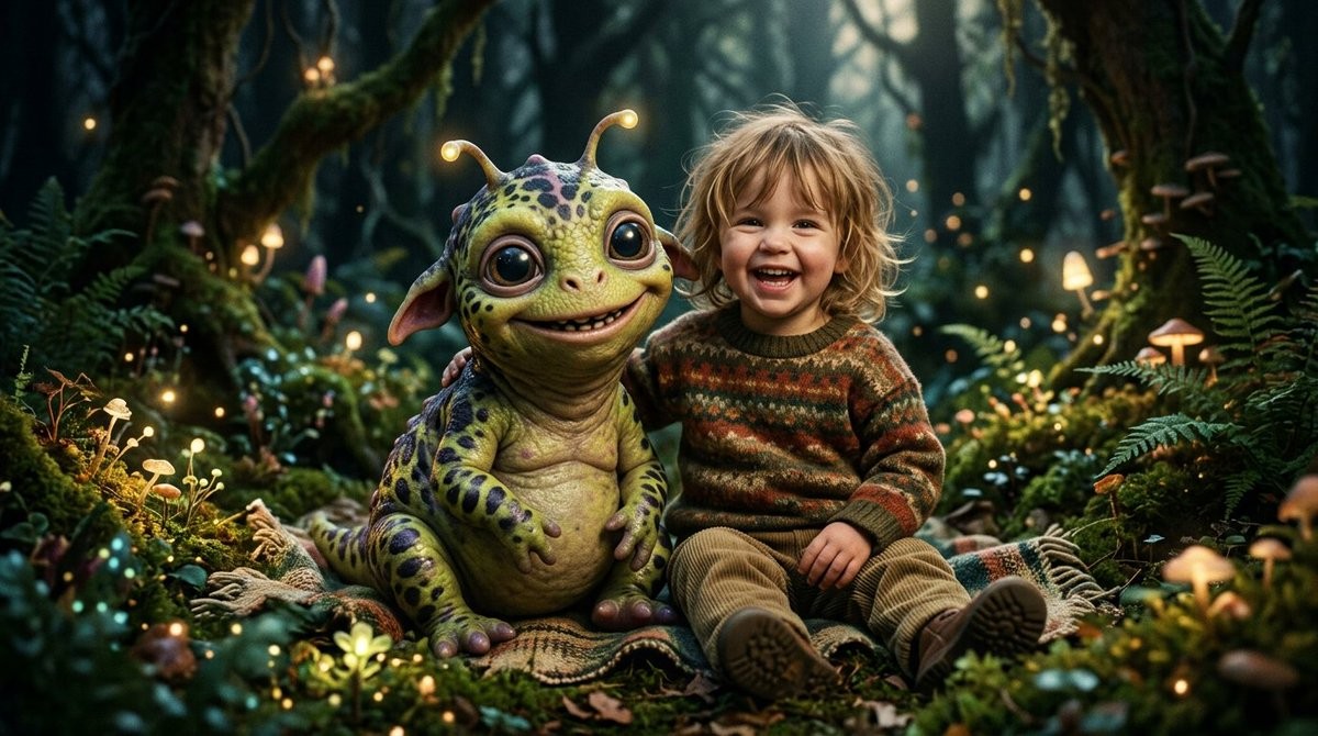 Child and Alien Creature