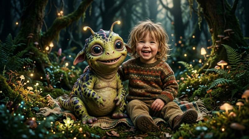 Child and Alien Creature