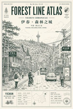 城市线条图集海报