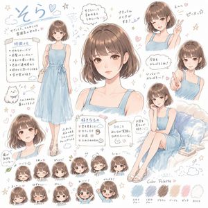 柔和色调波波头女孩角色设定集