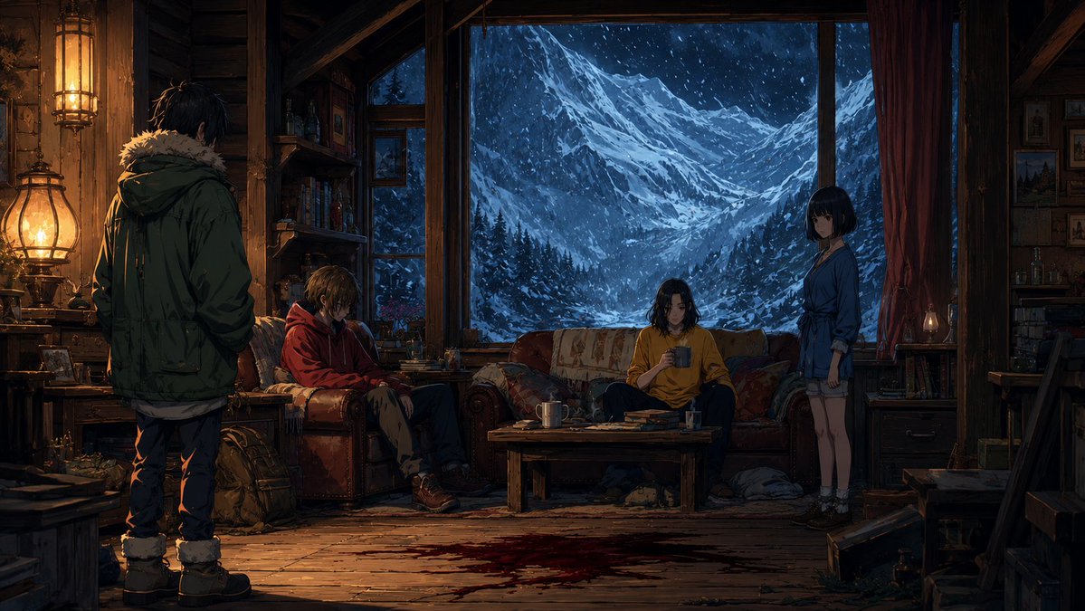 Mountain Lodge Anime Scene