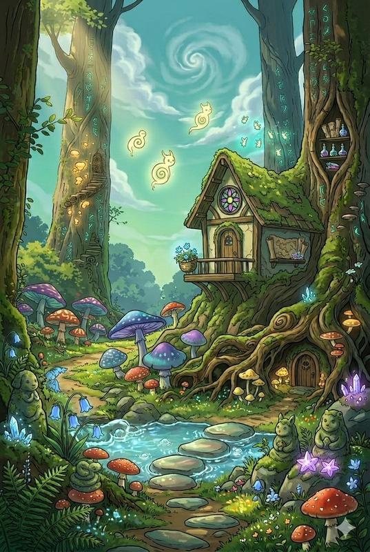 Forest Cottage Illustration
