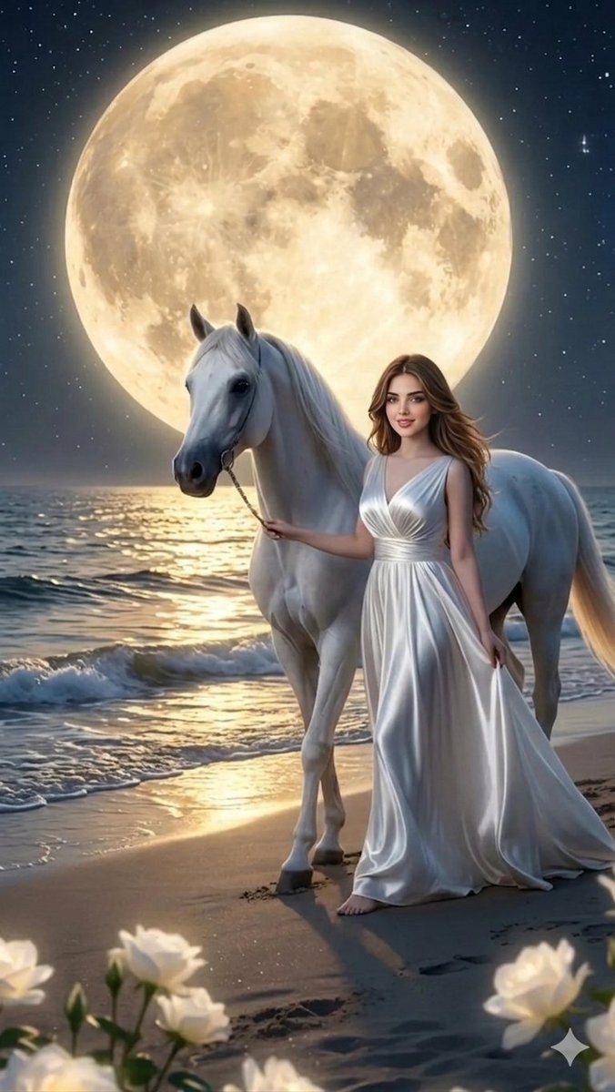 Moonlit Beach Horse Walk